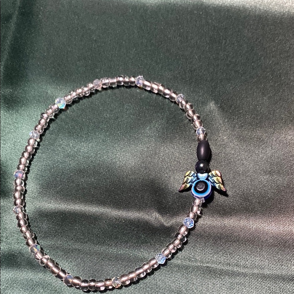 Silver, Clear and Crystal Evil Eye  Angel Ankle Bracelet $10.00